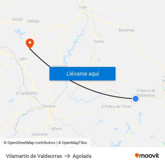 Vilamartín de Valdeorras to Agolada map