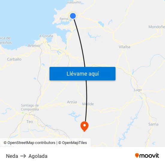 Neda to Agolada map