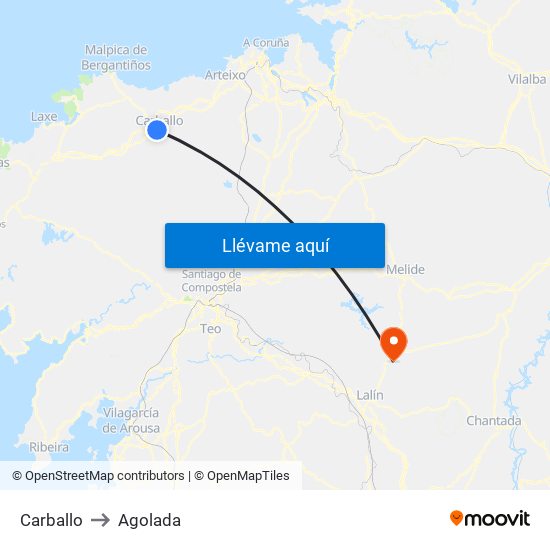 Carballo to Agolada map