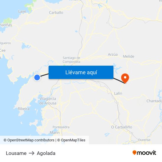 Lousame to Agolada map
