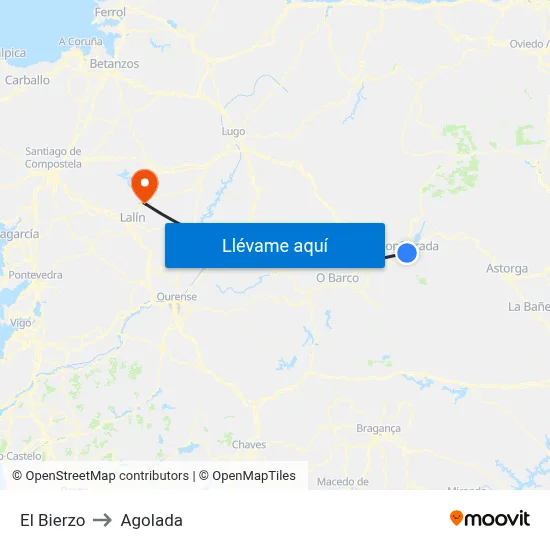 El Bierzo to Agolada map
