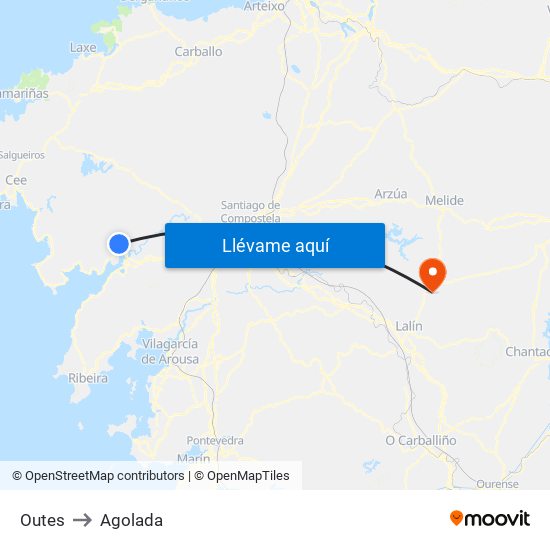 Outes to Agolada map