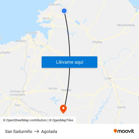 San Sadurniño to Agolada map