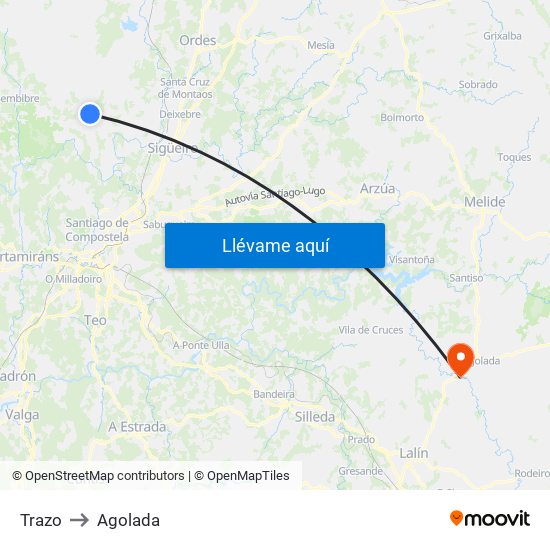 Trazo to Agolada map