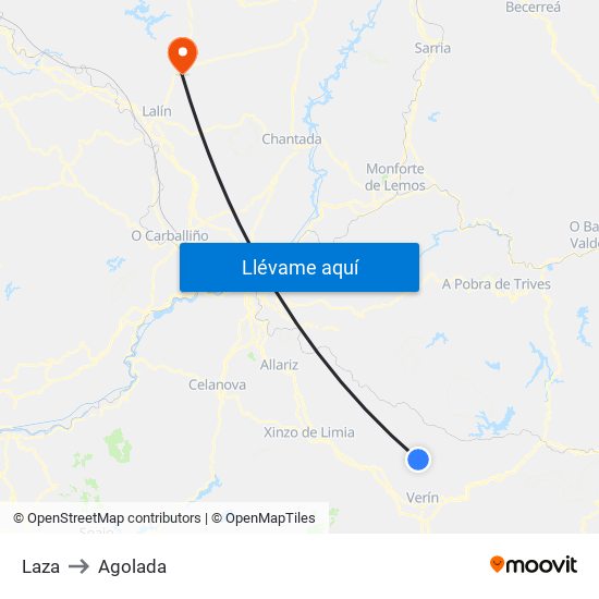 Laza to Agolada map