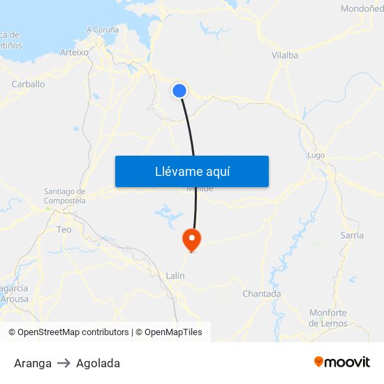 Aranga to Agolada map