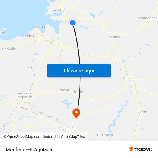 Monfero to Agolada map