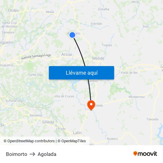 Boimorto to Agolada map
