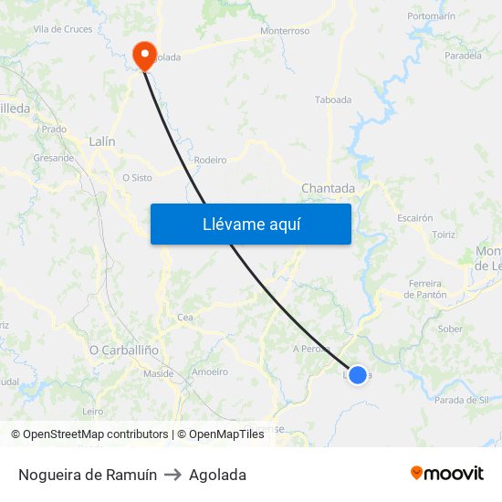 Nogueira de Ramuín to Agolada map