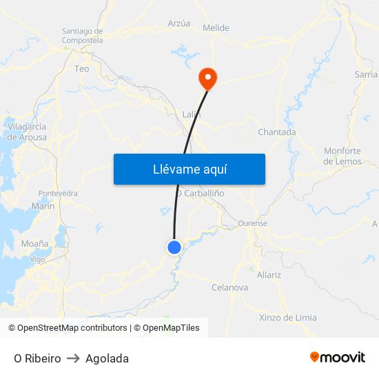 O Ribeiro to Agolada map