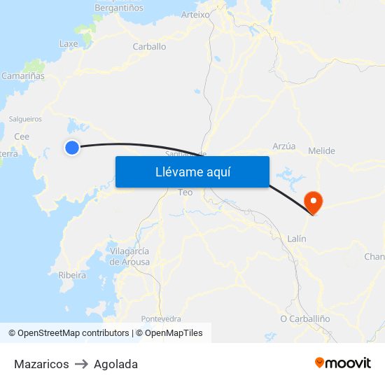Mazaricos to Agolada map