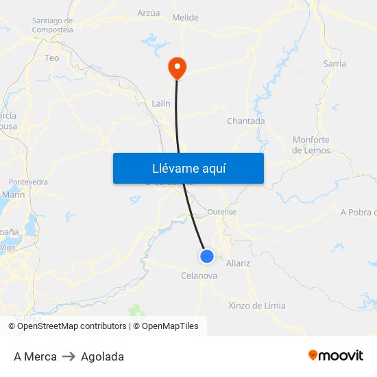 A Merca to Agolada map