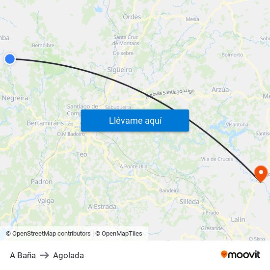 A Baña to Agolada map