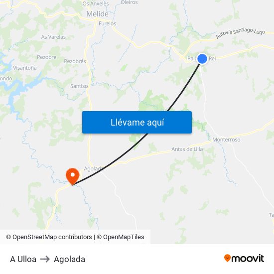 A Ulloa to Agolada map