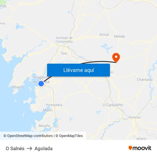 O Salnés to Agolada map
