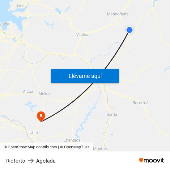Riotorto to Agolada map