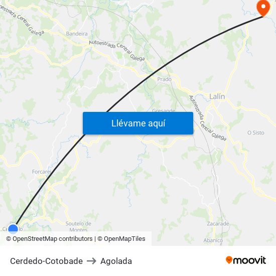 Cerdedo-Cotobade to Agolada map