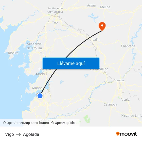 Vigo to Agolada map