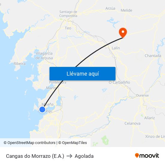 Cangas do Morrazo (E.A.) to Agolada map