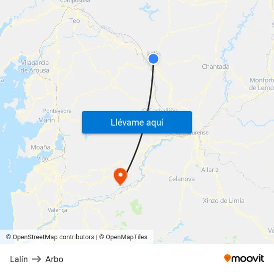 Lalín to Arbo map