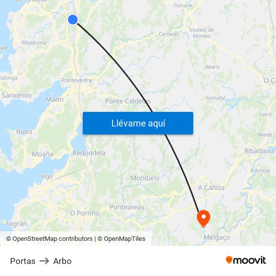 Portas to Arbo map