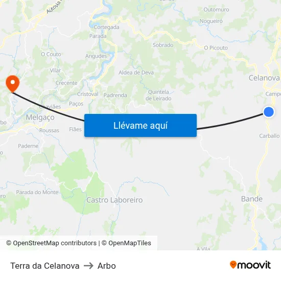 Terra da Celanova to Arbo map