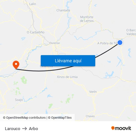 Larouco to Arbo map