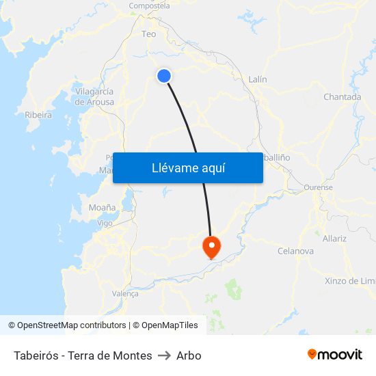 Tabeirós - Terra de Montes to Arbo map