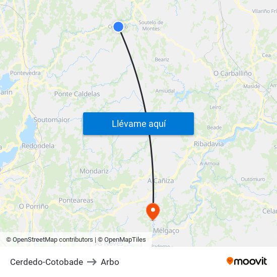 Cerdedo-Cotobade to Arbo map