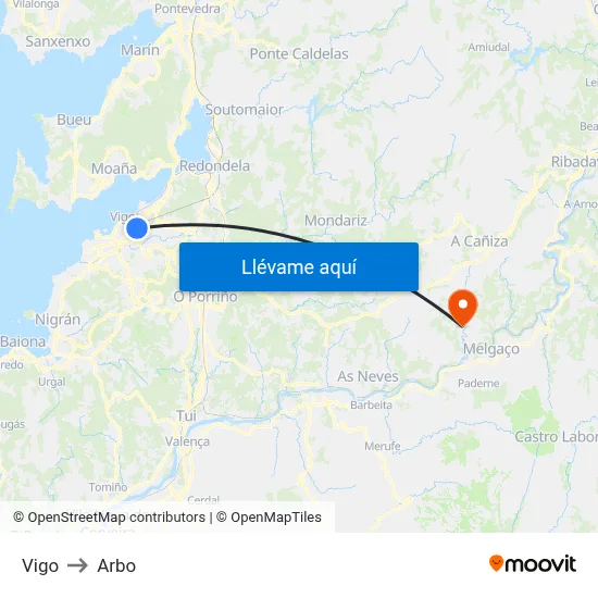 Vigo to Arbo map