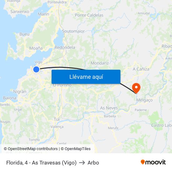 Florida, 4 - As Travesas (Vigo) to Arbo map