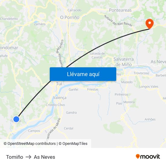 Tomiño to As Neves map