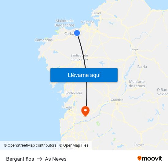 Bergantiños to As Neves map