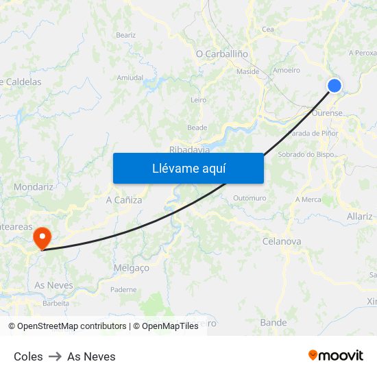 Coles to As Neves map