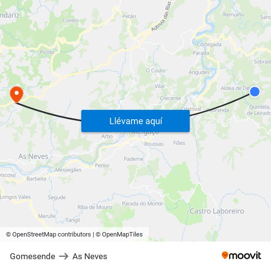 Gomesende to As Neves map