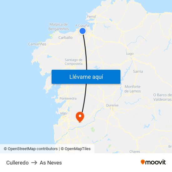 Culleredo to As Neves map