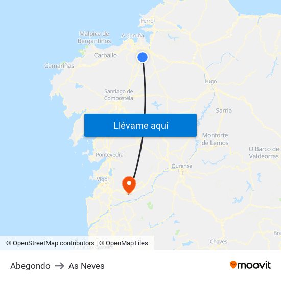 Abegondo to As Neves map