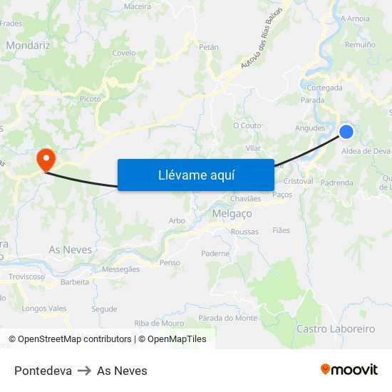 Pontedeva to As Neves map