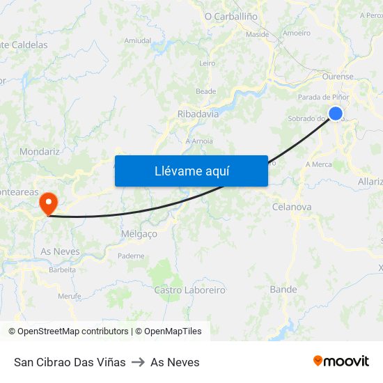 San Cibrao Das Viñas to As Neves map