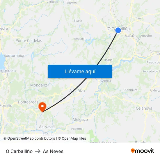 O Carballiño to As Neves map