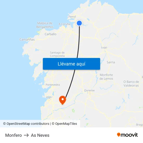Monfero to As Neves map