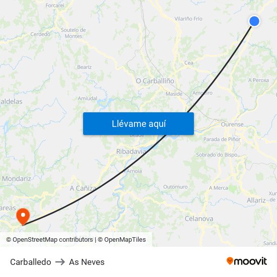 Carballedo to As Neves map