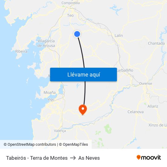 Tabeirós - Terra de Montes to As Neves map