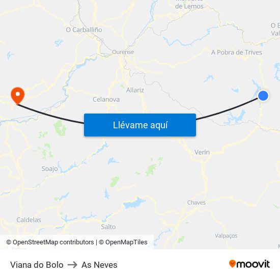 Viana do Bolo to As Neves map