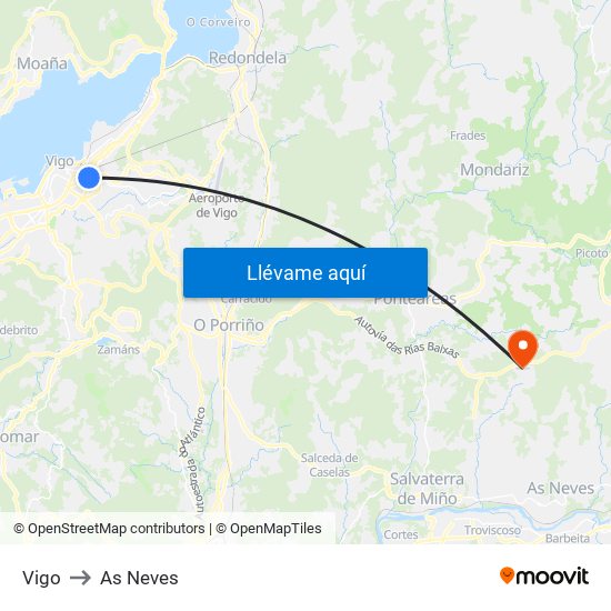 Vigo to As Neves map