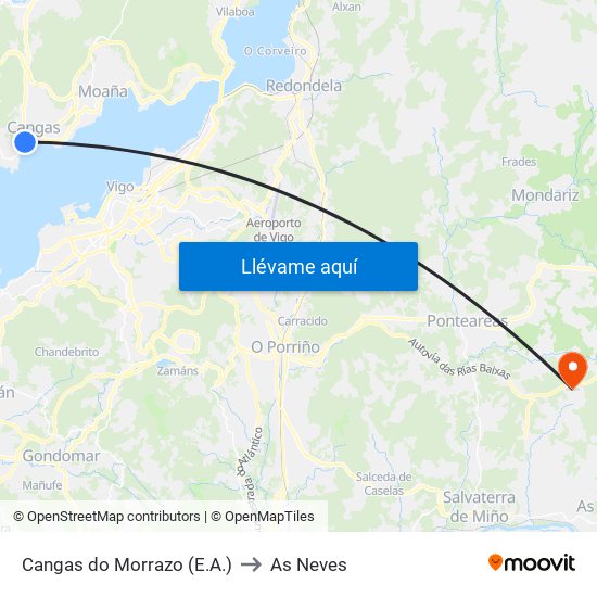 Cangas do Morrazo (E.A.) to As Neves map