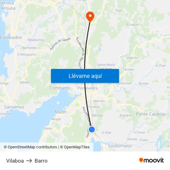 Vilaboa to Barro map