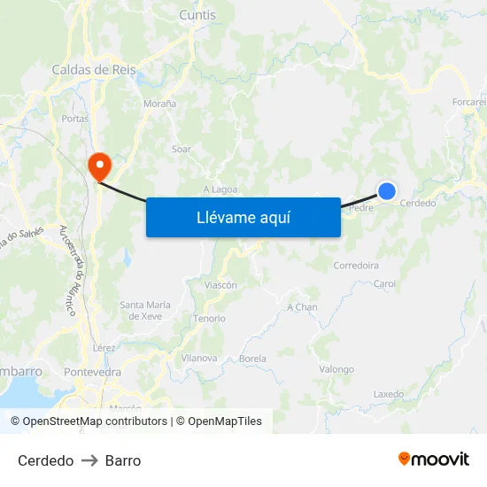 Cerdedo to Barro map