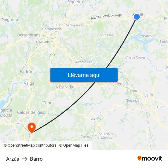 Arzúa to Barro map