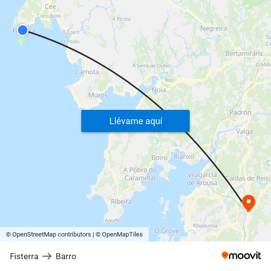 Fisterra to Barro map